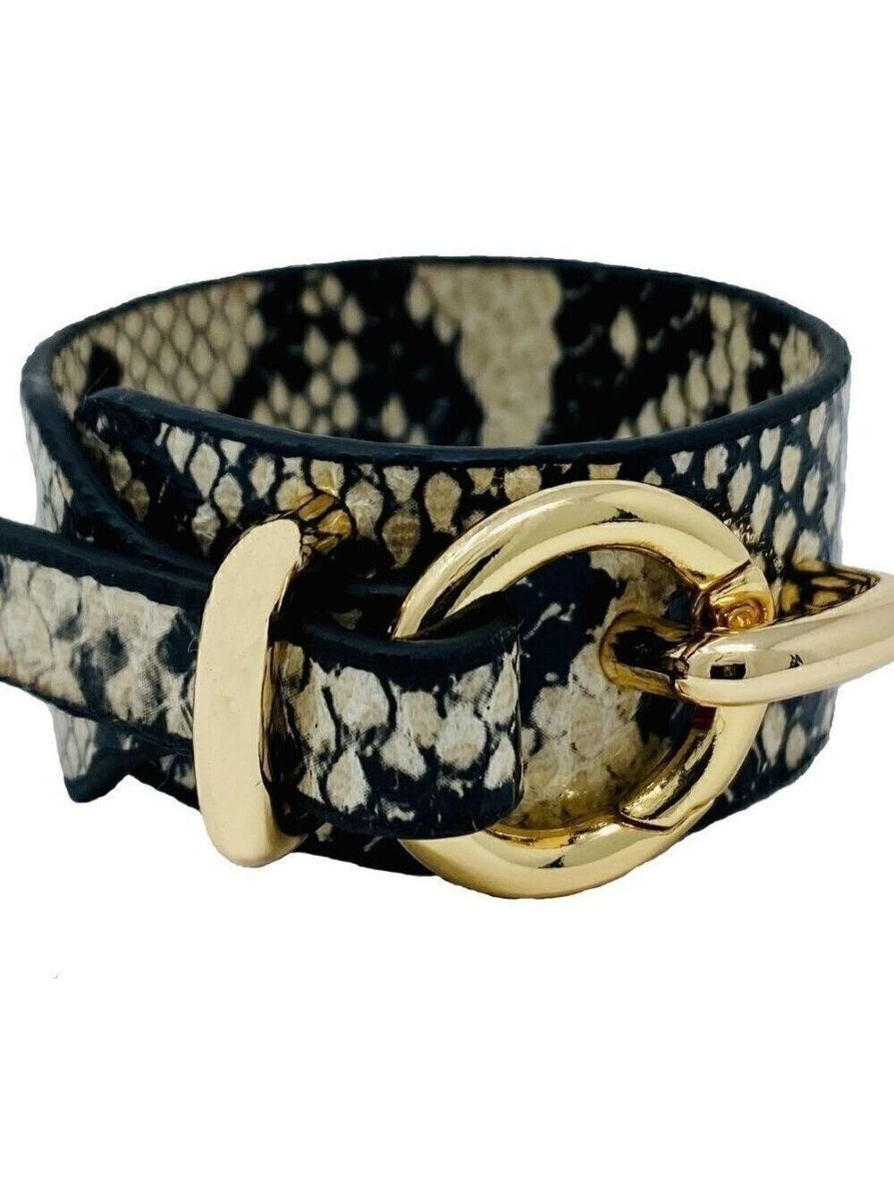Snake Skin print bracelet cuff with big buckle